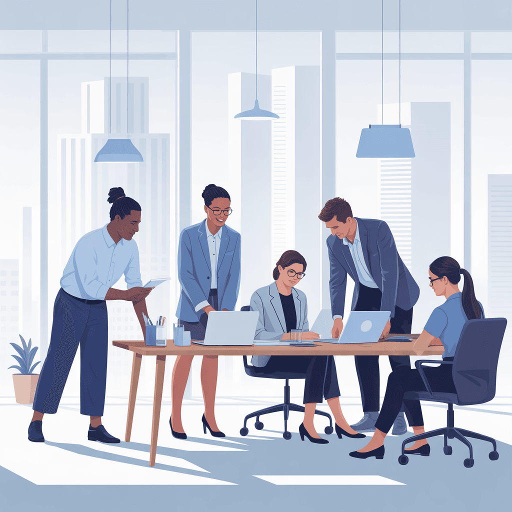 Our team collaborating in the office